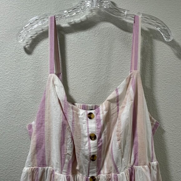 (NWT) TORRID #12716123 Stripe Midi Sundress, Linen/Cotton, Pink/Ivory Multi - 2X - Picture 5 of 13